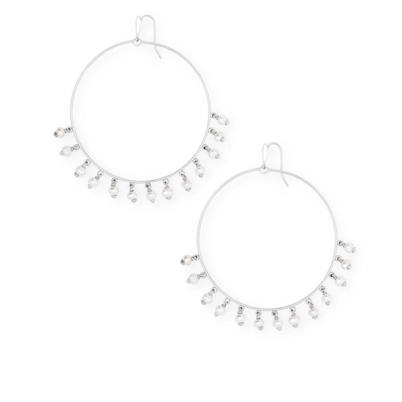 Kendra Scott Hilty Silver Hoops with pearls - Picture 1 of 4